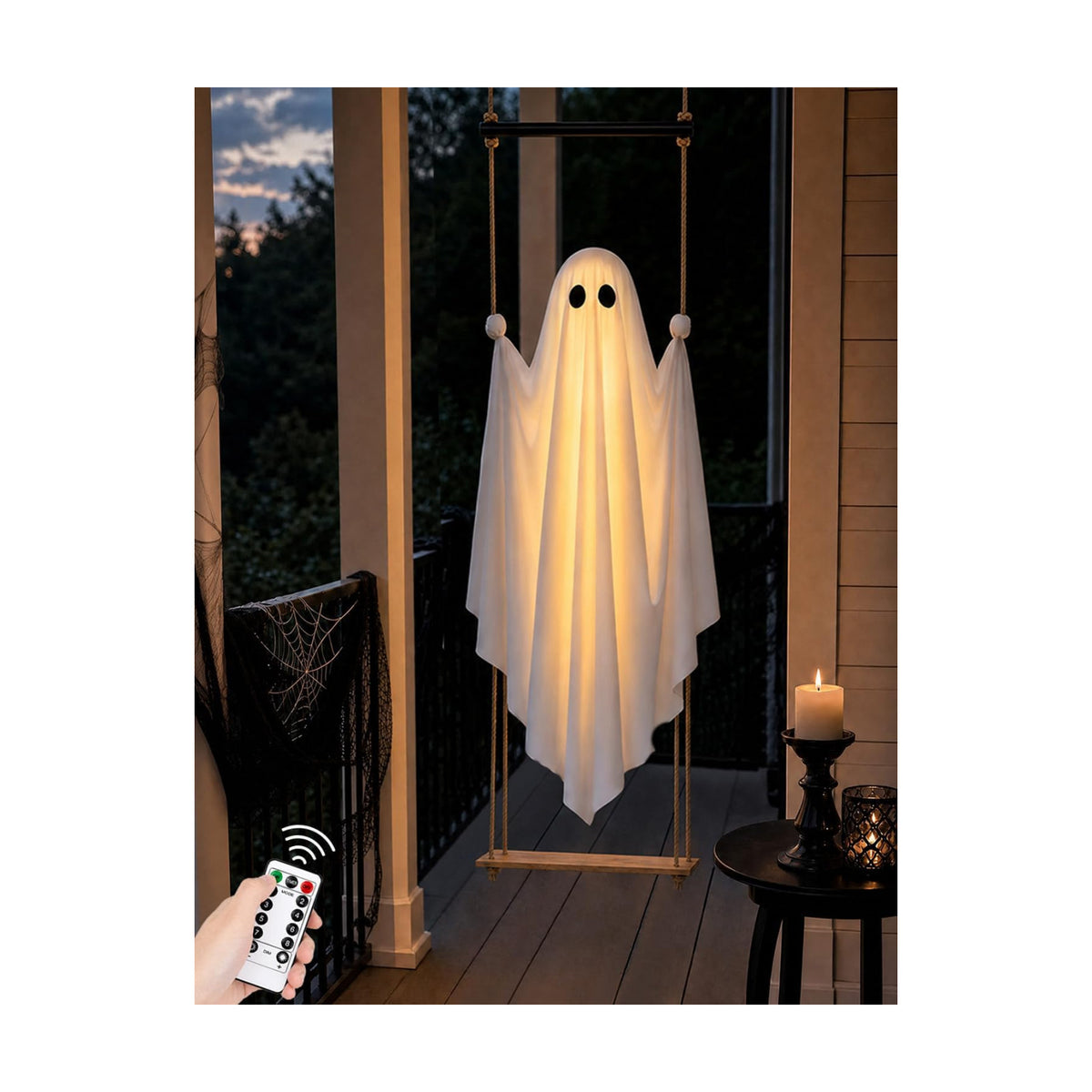Halloween Decorations Outdoor 3.7FT Pre-Assembled Hanging Swing Ghost