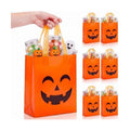 Pajean 25 Pcs Halloween Plastic Gift Bags with Handles, Pumpkin Pouches