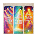 Moukeren 3 Pcs 4 Pcs Church Banners with Scripture Religious Worship Banner Christian Porch Sign Jesus Hanging Backdrops for Spring Summer Indoor Outdoor Sanctuary Wall Decor (Illumination)