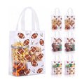 Pajean 24 Pcs Football Plastic Gift Bags with Handles, 5.9 x 8.7 x 3.1 Inch Rugby PE Treat Bags, Brown Football Theme Goodie Pouches for Classroom Exchange, Sport Game Day Party Supplies Decoration