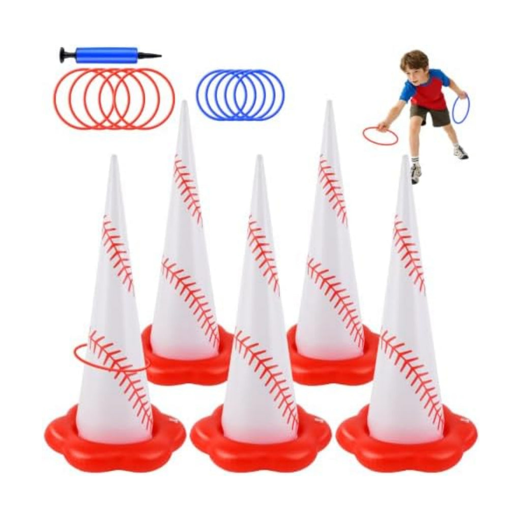 5 Pack Baseball Inflatable Ring Toss Game - Baseball Party Games Set