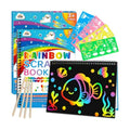 ZMLM Scratch Paper Art Craft: 2 Pack Rainbow Scratch Set for 3 4 5 6 7 8 9 10 Years Old Girls Boys Students Drawing Coloring Black Magic Art Supplies Kits Gifts School Birthday Party Toys (Ocean)