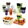 Bokon 172 Pcs/ 24 Sets of Summer Halloween Movie Night Snack Trays Funny Cartoon Pumpkin Vampire 3 Sizes Snack Boxes, 16 oz Disposable Drinks Cups, 50 Straws, Sealing Stickers for Cinema Party Decor