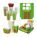 Bokon 172 Pcs/ 24 Sets of Christmas Movie Night Snack Trays Red and Green