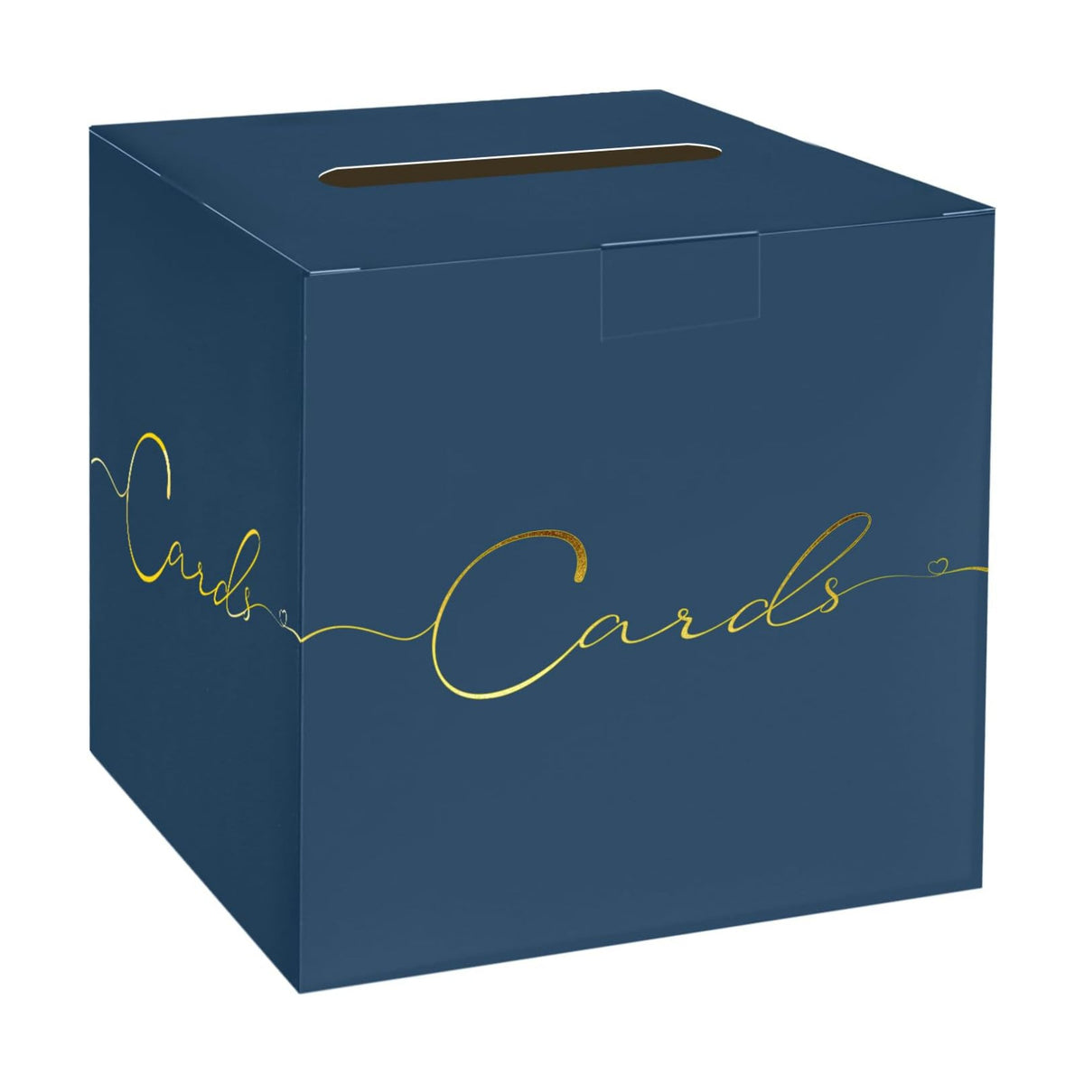 HEIPINIUYE Navy Blue Wedding Card Box with Gold Foil 9.8" x 9.8" Navy Large Gift Card Box for Party Wedding Reception Graduation Birthday Baby Shower Cardboard Raffle Envelope Box with Slot