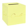 HEIPINIUYE Yellow Wedding Card Box with Gold Foil 9.8" x 9.8" Yellow Large Gift Card Box for Party Wedding Reception Graduation Birthday Baby Shower Cardboard Raffle Envelope Box with Slot