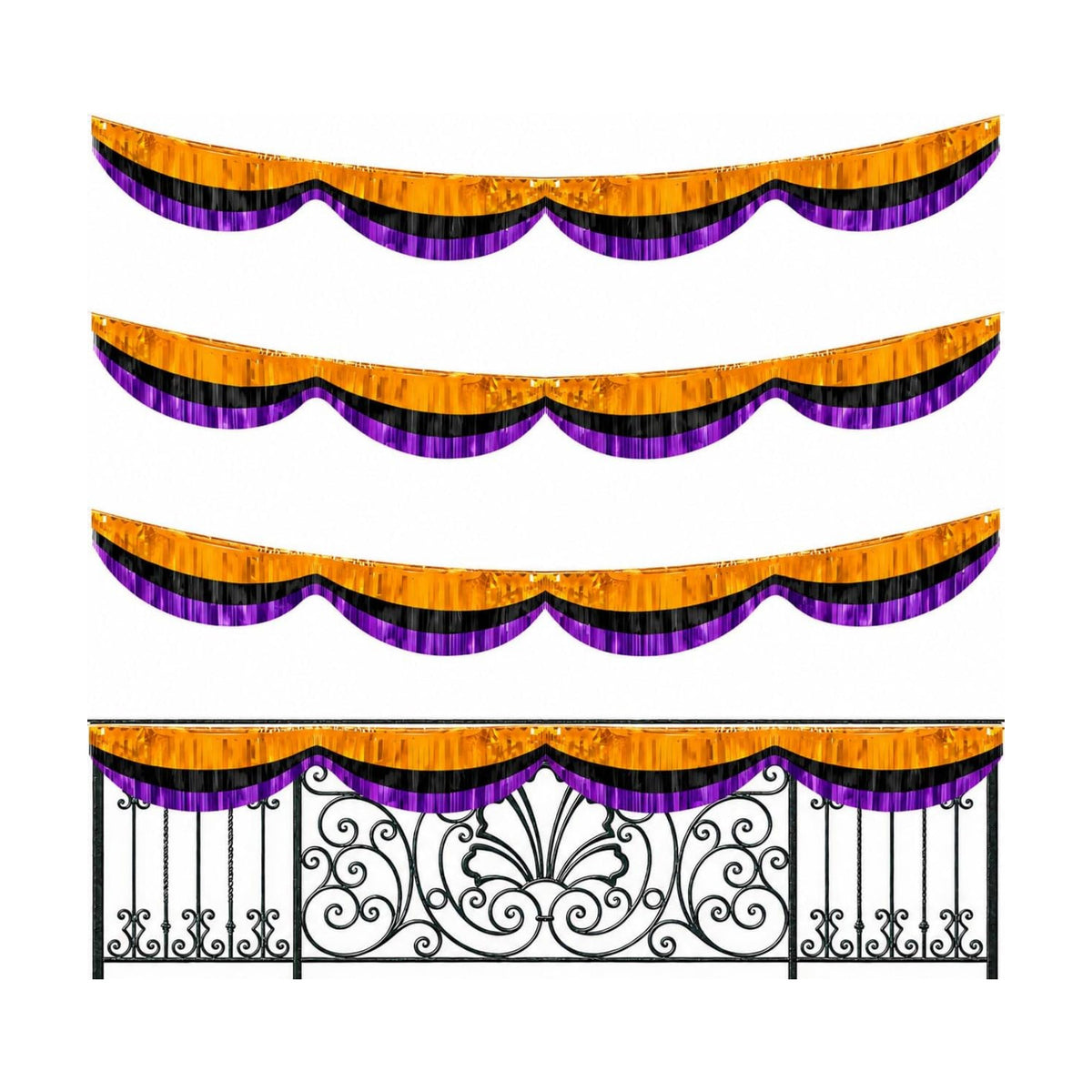 3 Pcs 20 Ft Halloween Foil Fringe Bunting, Tinsel Streamers Banner