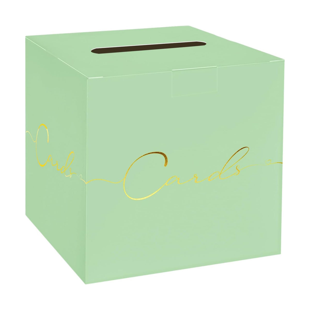 HEIPINIUYE Sage Green Wedding Card Box with Gold Foil 9.8" x 9.8" Green Large Gift Card Box for Party Wedding Reception Graduation Birthday Baby Shower Cardboard Raffle Envelope Box with Slot