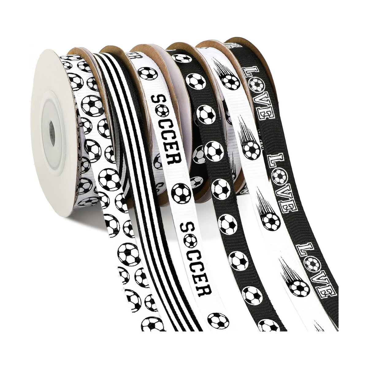 DECYOOL Soccer Ribbon for Craft, 3/8" Width 60 Yards Sport Grosgrain Ribbon