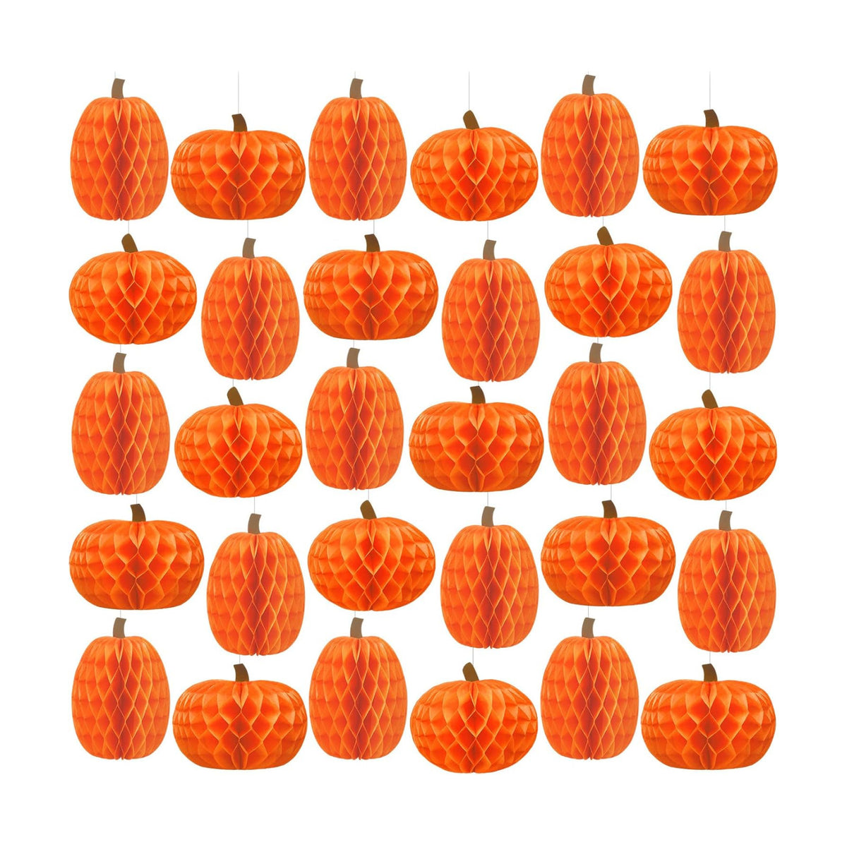 Gueevin 30 Pcs Fall Pumpkin Hanging Decorations Thanksgiving Pumpkin Honeycomb Balls Lanterns for Harvest Thanksgiving Party Supplies Indoor Outdoor Halloween Decor