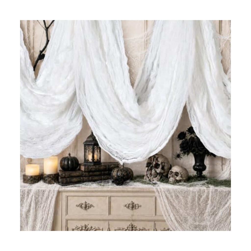 600 x 80 in Halloween Creepy Cloth for Yard and Outdoor Decorations, White