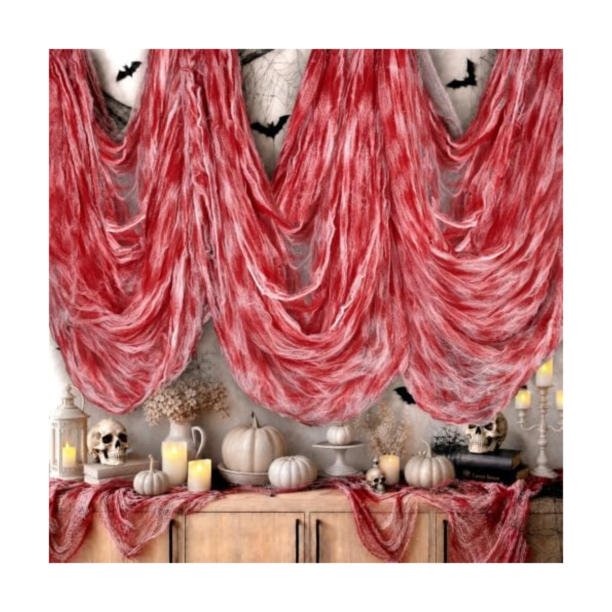 600 x 80 in Halloween Creepy Cloth for Yard and Outdoor Decorations, Blood