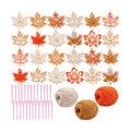 Kathfly 24 Set Fall Wooden Craft Kit Maple Leaf String Craft Ornaments with Yarn and Plastic Weaving Tools DIY Art Hanging Decorations for Classroom Fall Thanksgiving Party Favors Home Activities