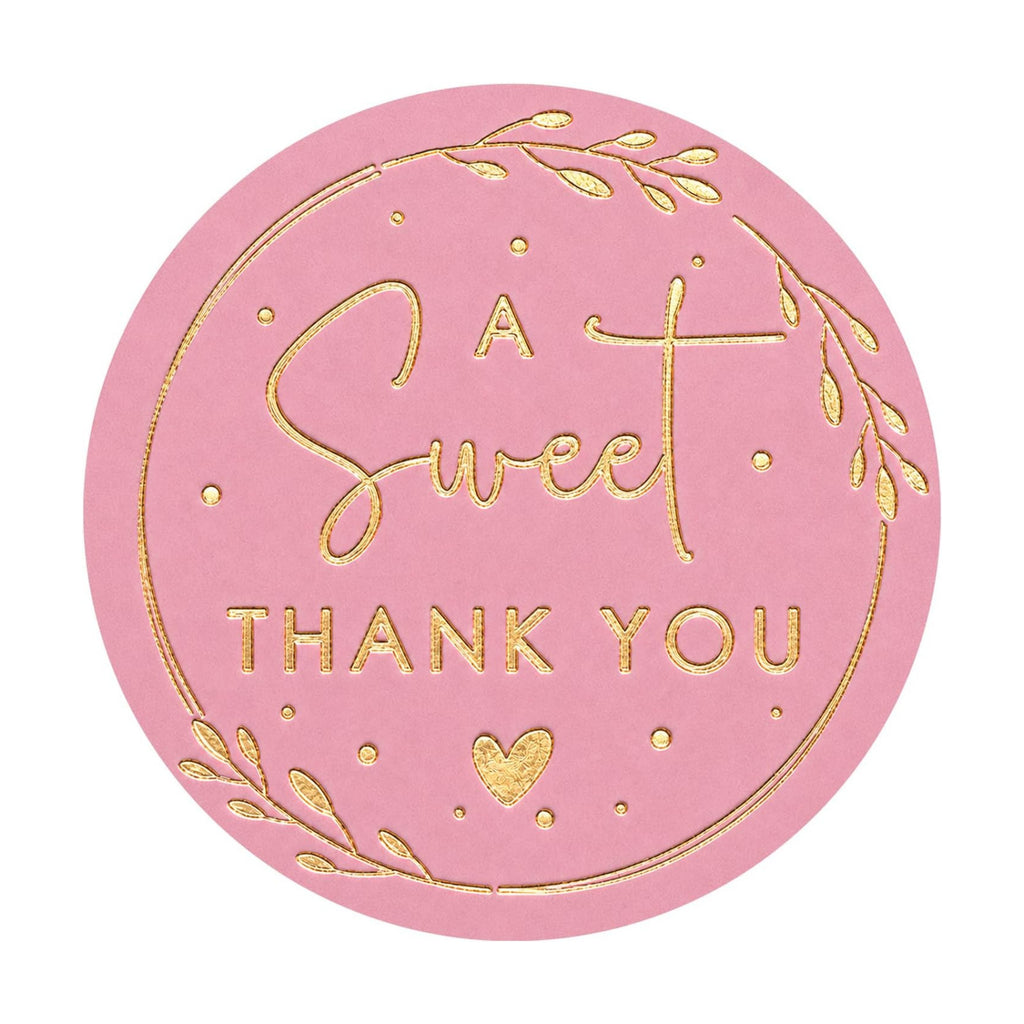 A Sweet Thank You Stickers, Pink Gold Foil Favor Labels for Wedding, Baby Shower, Dessert Table, Small Business Packaging, Bakery Gift Wrapping & Party Supplies,100PCS 1.6 Inch