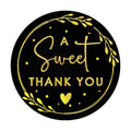 A Sweet Thank You Stickers, Black Gold Foil Favor Labels for Wedding, Baby Shower, Dessert Table, Small Business Packaging, Bakery Gift Wrapping & Party Supplies, 100PCS 1.6 Inch