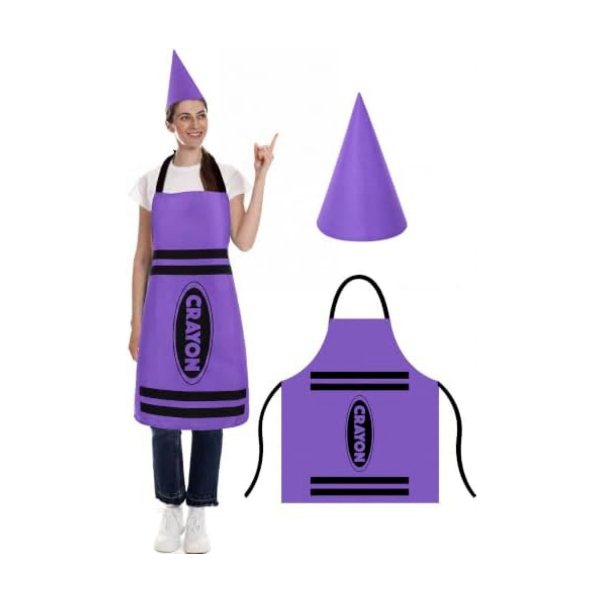 Teenyyou Crayon Costume with Apron and Cone Hat Adult
