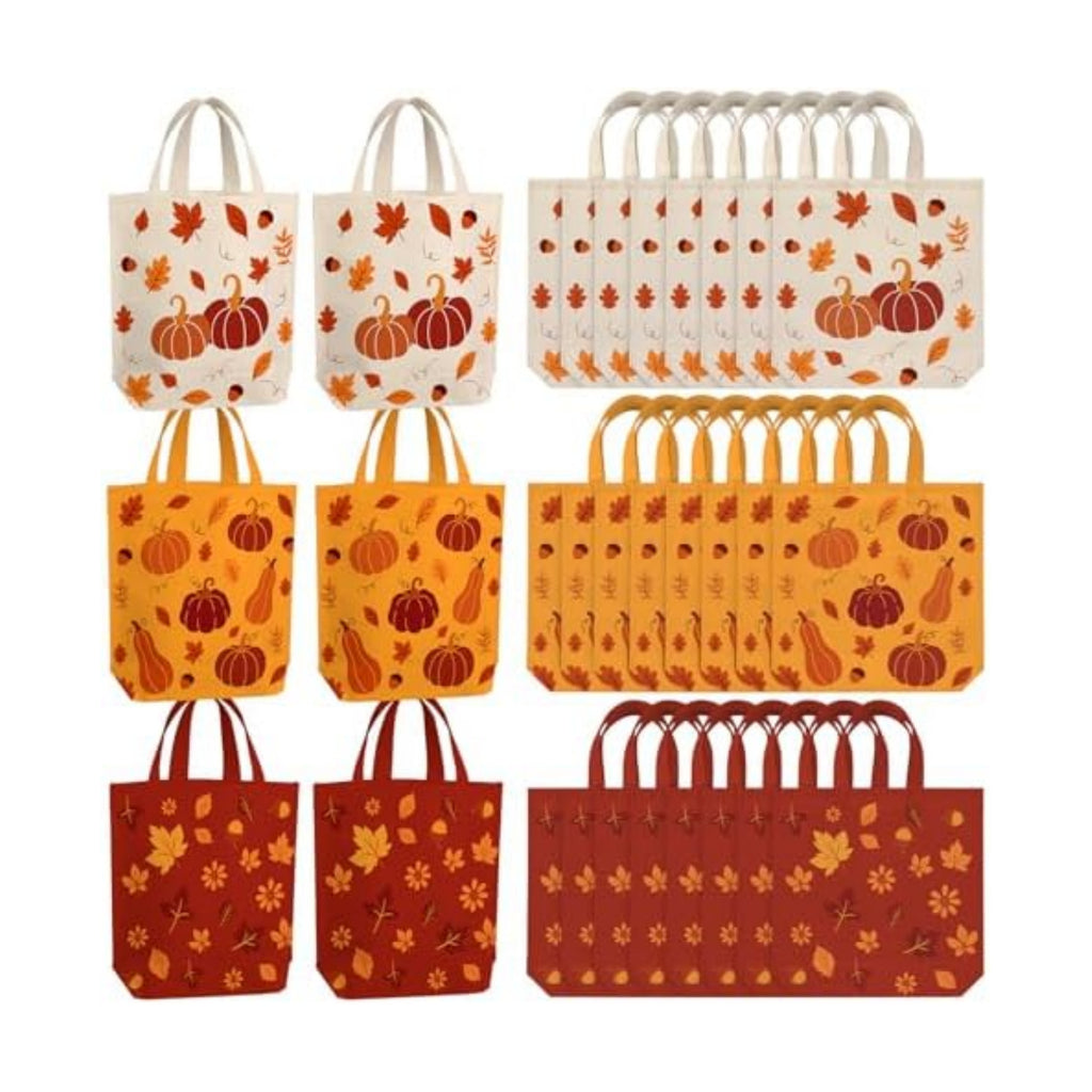 Hosuly 24 Pcs Thanksgiving Tote Bags Fall Pumpkin Gift Bags Bulk