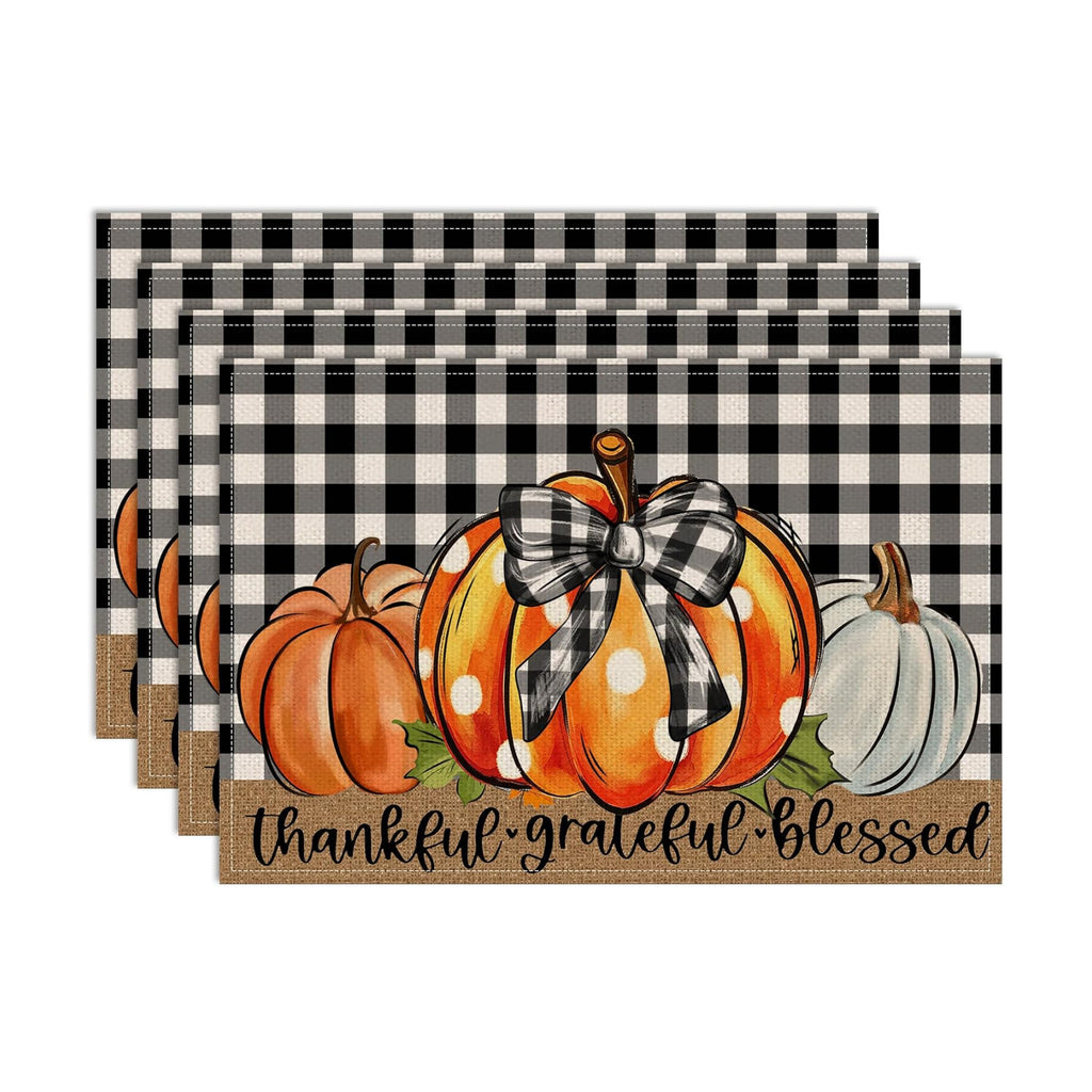Place Mats Set of 4 12x18 inch (Buffalo Pumpkin, 12"x18")