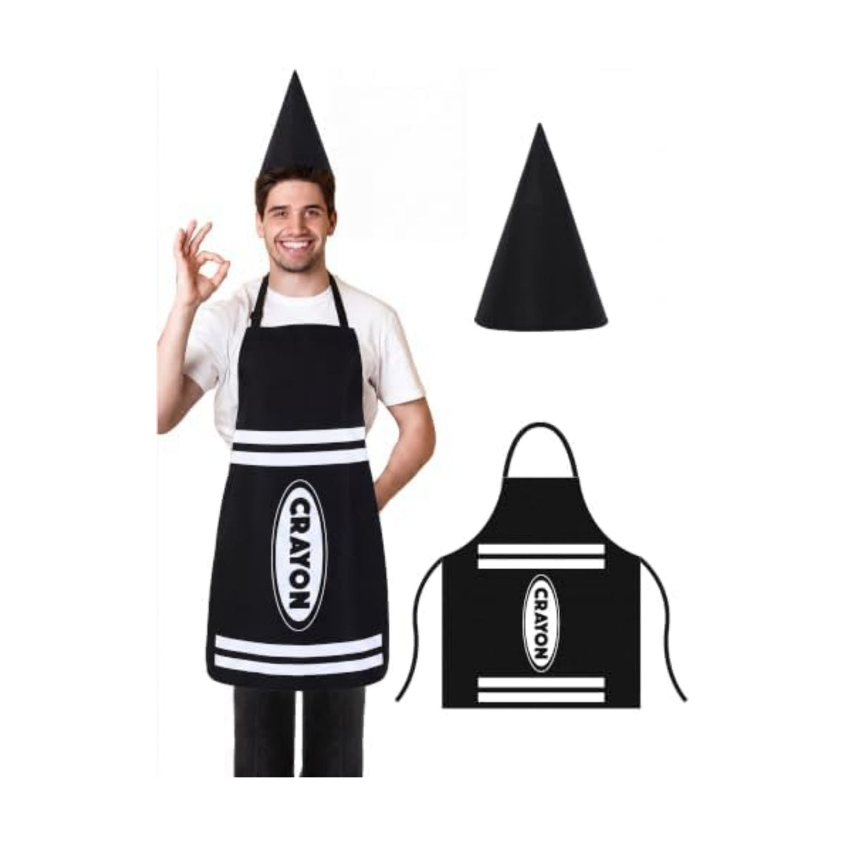 Teenyyou Crayon Costume with Apron and Cone Hat Adult