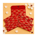 LoveNspire Brocade Fabric Money Envelopes (7.5 x 3.5 Inch) Decorative Paisley Pattern Shagun Lifafa for Indian Wedding, Birthday | Cash Gift Holder & Home Savings Organizer Red/Pack of 20