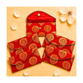 LoveNspire Brocade Fabric Money Envelopes (8 x 4 Inch) Decorative Floral Pattern Shagun Lifafa for Indian Wedding, Birthday | Cash Gift Holder & Home Savings Organizer Red/Pack of 10