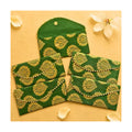 LoveNspire Brocade Fabric Money Envelopes (8 x 4 Inch) Decorative Floral Pattern Shagun Lifafa for Indian Wedding, Birthday | Cash Gift Holder & Home Savings Organizer Green/Pack of 10