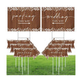 8 Pcs 17 × 8.5" Wedding This Way Directional Parking Signs Road with Stakes Large Double Sided Direction Printed Ceremony Reception Lawn Yard Arrow Sign Exquisite Plastic Rainproof (Rustic)