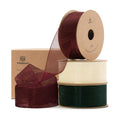Vitalizart Christmas Organza Ribbon 1" x 30 Yd Sheer Ribbon Gift Wrapping