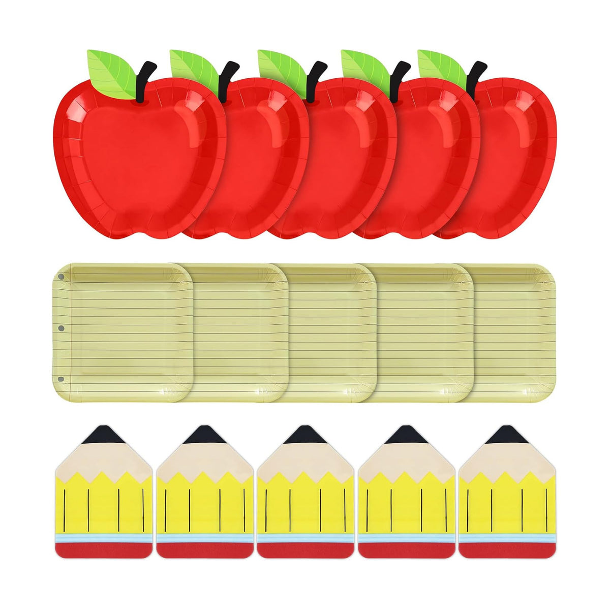 180Pcs Back to School Red Apple Paper Plates and Napkin Set,Serves 60
