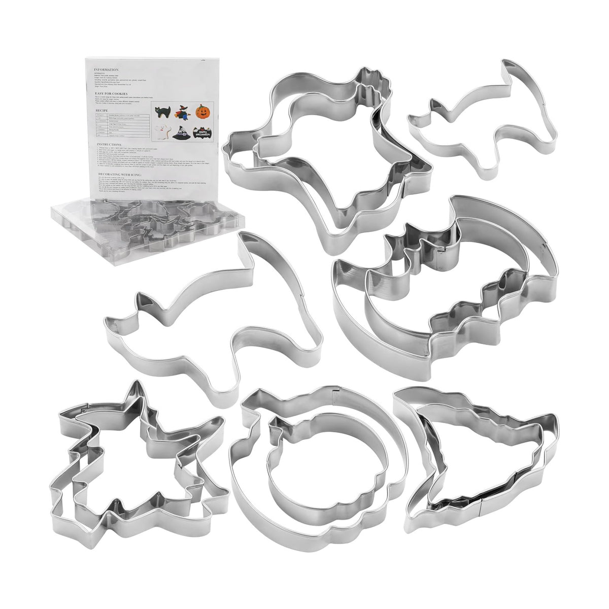MrCookie Large Halloween Cookie Cutters,12pc/Set Thickened Stainless Steel.