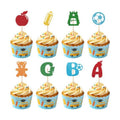 24Pcs Back to School Cupcake Toppers, Glitter First Day School Cake Decor
