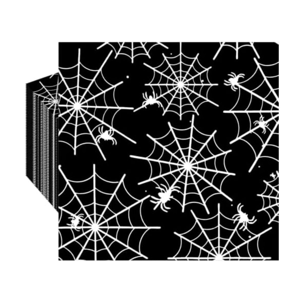 60 Pack Halloween Spider Web Paper Napkins – 13 x 13 Inch 2-Ply Disposable Black and White Spider Web Napkins for Halloween Party, Haunted House and Spooky Table Decorations