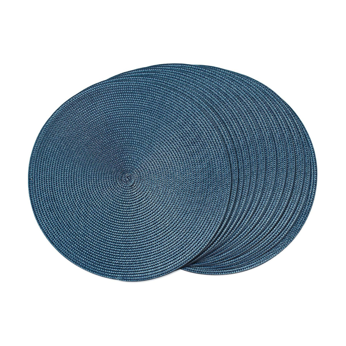 FunWheat Round Braided Placemats Set of 12 Place Mats for Dining Table Woven Washable Non-Slip Table Mats 15 Inch(Blue,12pcs)