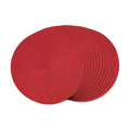 FunWheat Round Braided Placemats Set of 12 Place Mats for Dining Table Woven Washable Non-Slip Table Mats 15 Inch(Red,12pcs)