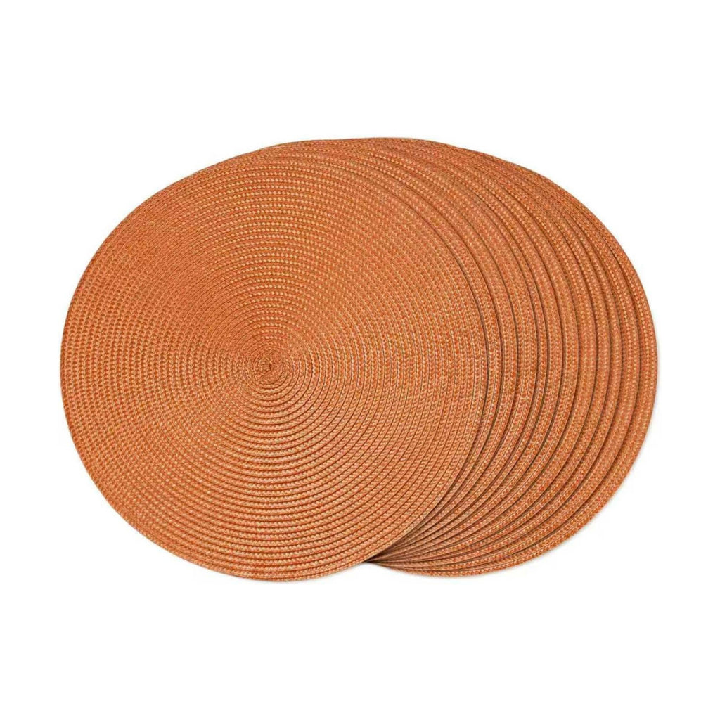 FunWheat Round Braided Placemats Set of 12 Place Mats for Dining Table Woven Washable Non-Slip Table Mats 15 Inch(Pumpkin Orange,12pcs)