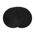 FunWheat Round Braided Placemats Set of 12 Place Mats for Dining Table Woven Washable Non-Slip Table Mats 15 Inch(Black,12pcs)