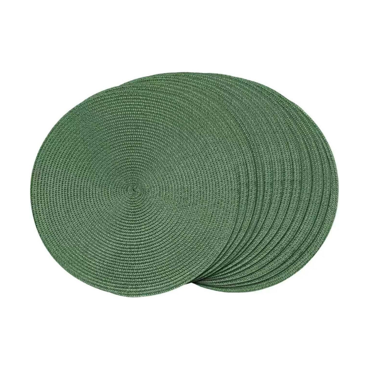 FunWheat Round Braided Placemats Set of 12 Place Mats for Dining Table Woven Washable Non-Slip Table Mats 15 Inch(Green,12pcs)