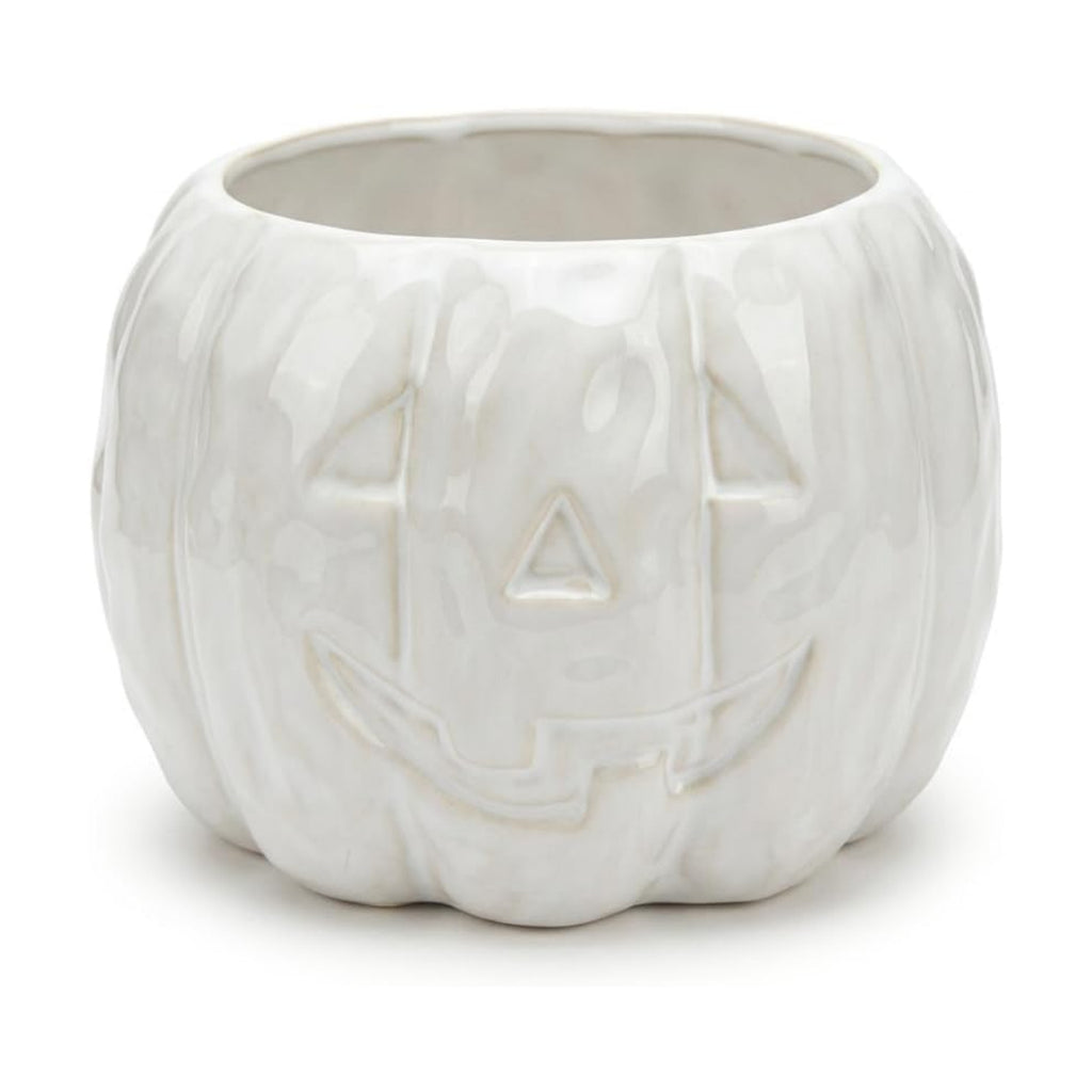 Ceramic Pumpkin Halloween Candy Bowl, 6.5 x 4.7 in, White