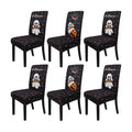 Halloween Chair Covers Set of 6 Cute Blcak Cat Ghost Parson Chair Slipcover