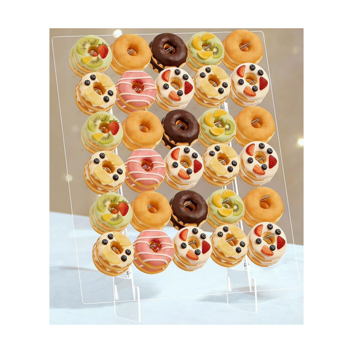 Nalwort Donut Wall Display Stand, Acrylic Donut Board Holds 60 Donuts, Large Donut Stand, Donut Holder Stand for Dessert Table, Dessert Display Stands for Party, Wedding Decor