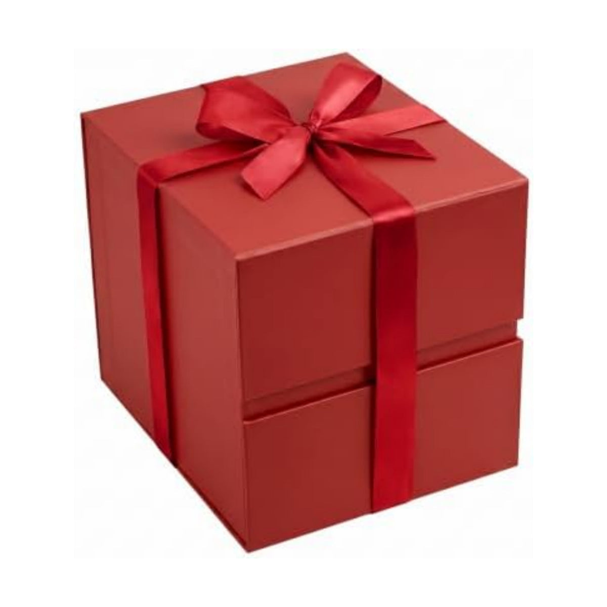 LIFELUM Red Gift Box for Christmas with Magnetic Lid, 7"x7"x7"