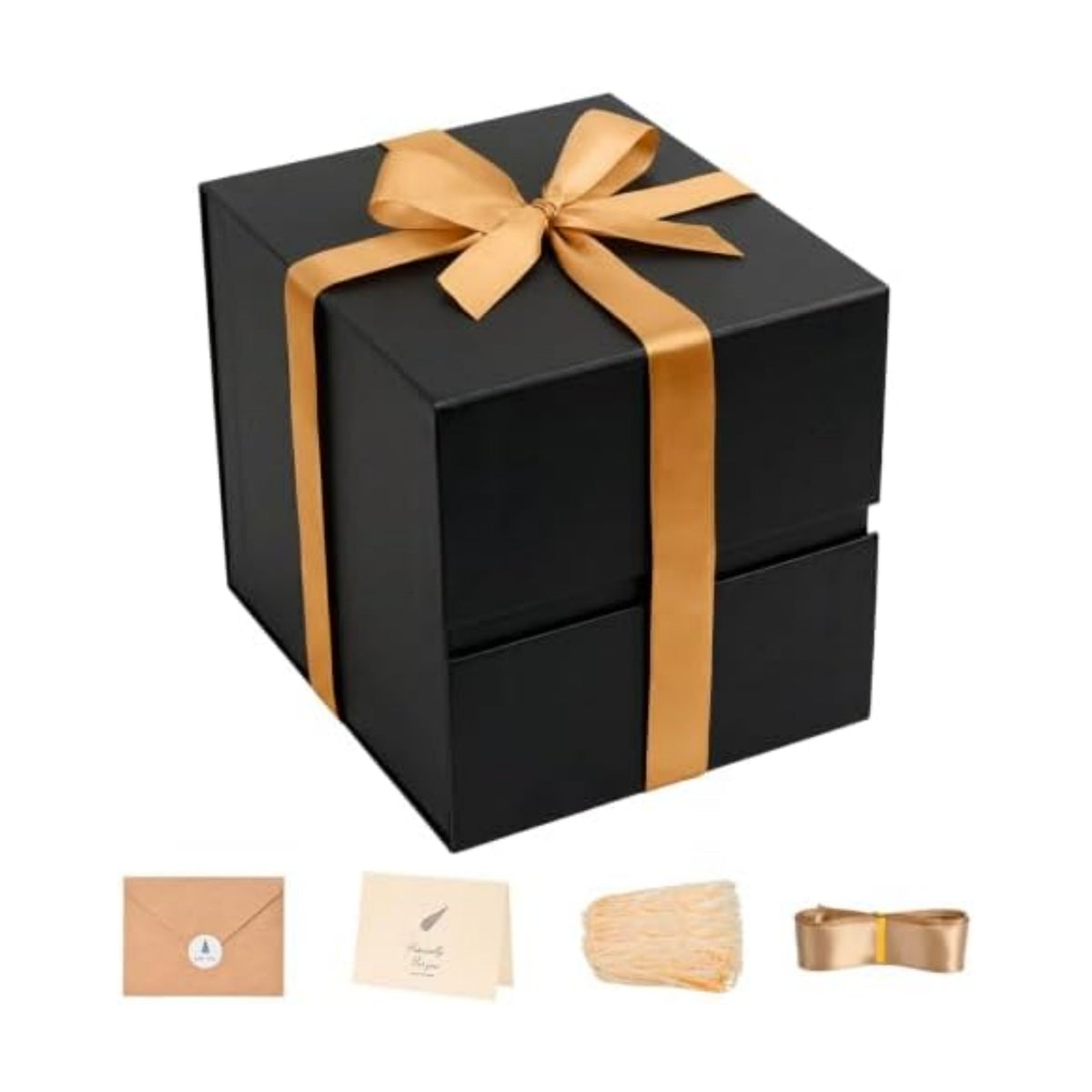 LIFELUM Black Gift Box for Birthday with Magnetic Lid, 8.6"x8.6"x8.6"