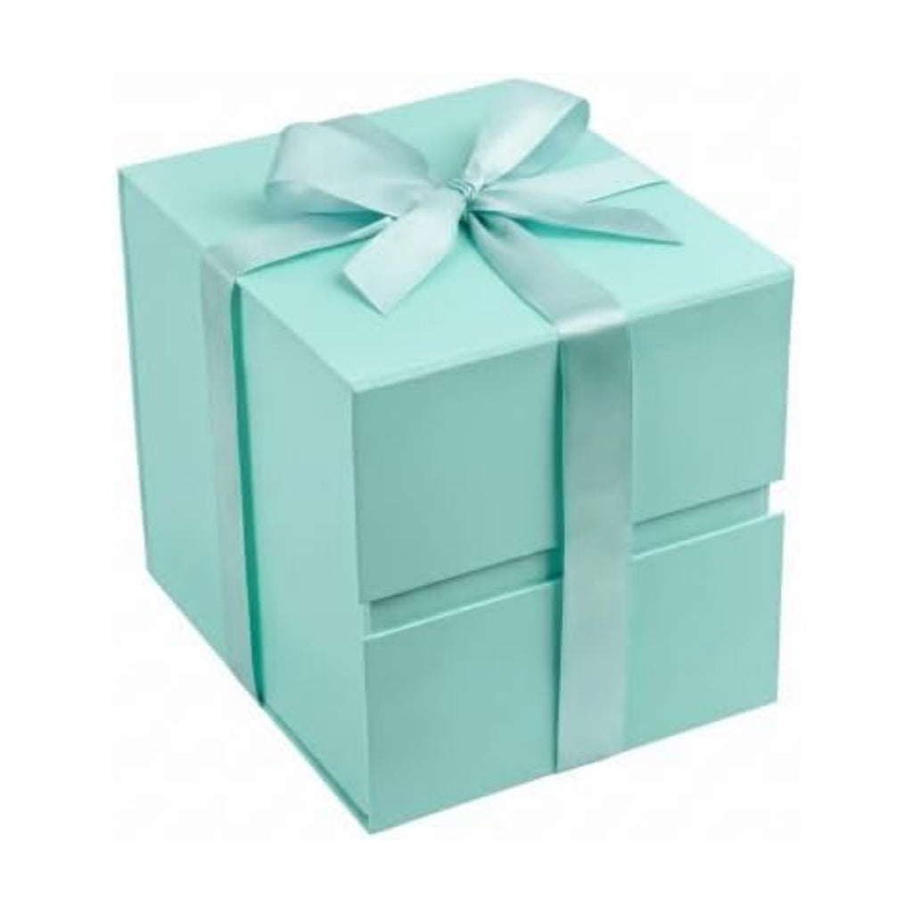 LIFELUM Mint Blue Gift Box for Christmas with Magnetic Lid, 7"x7"x7"