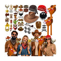 44PCS Wild West Themed Photo Booth Props for Funny Party Kit