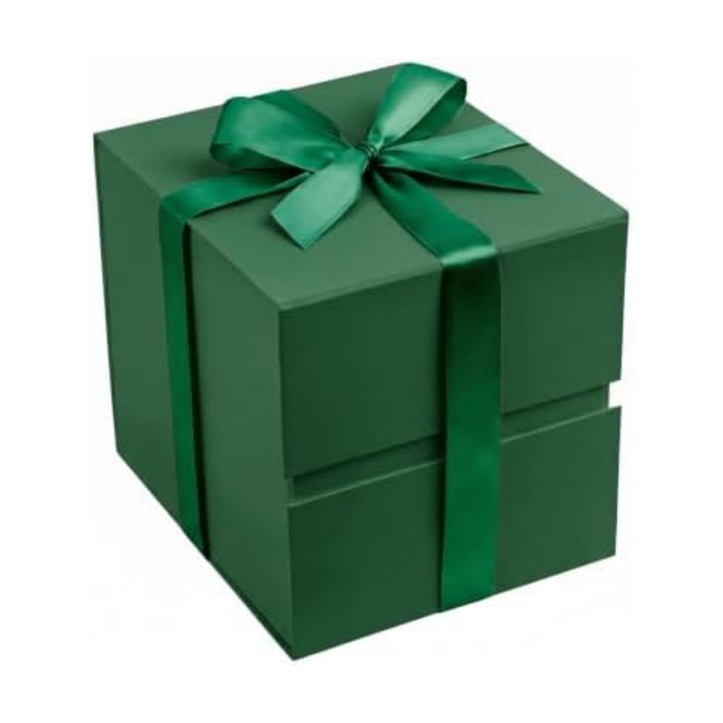 LIFELUM Dark Green Gift Box for Christmas with Magnetic Lid, 7"x7"x7"