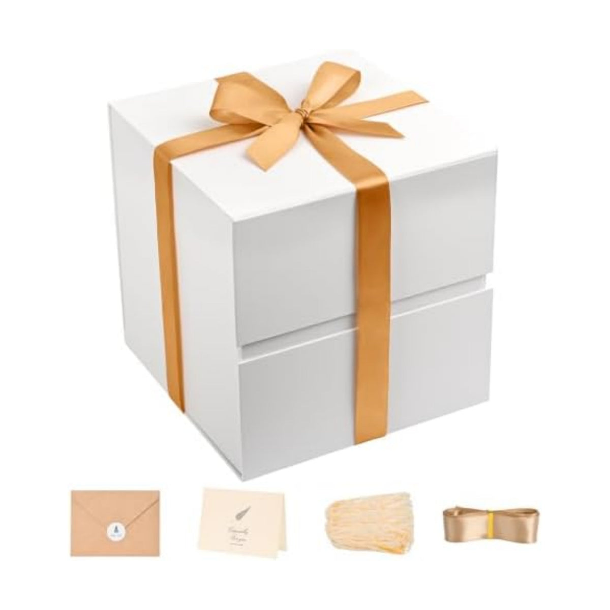 LIFELUM White Gift Box for Wedding with Magnetic Lid, 10.2"x10.2"x10.2"