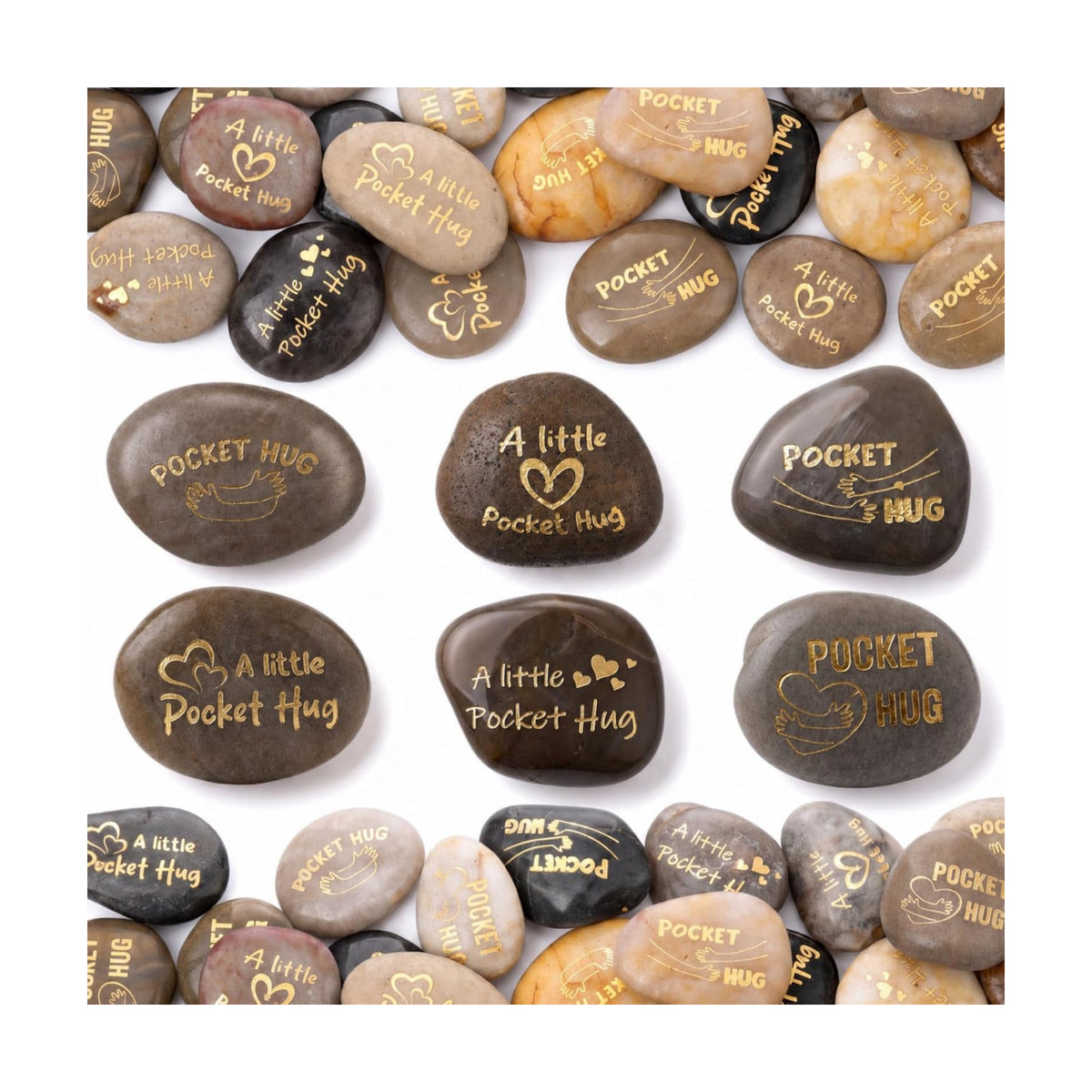 Yuntau 30 Pcs Pocket Hug Stone 1.97 Inch a Little Pocket Hug Gifts Engraved Stones for Men Women Boyfriend Girlfriend Son Daughter Cancer Patients Commemorative Gift