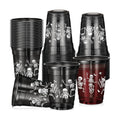 Vesici 50 Pcs Halloween Skeleton Plastic Cups 12 oz Disposable Black Cups