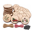30 Pcs 3.4-4.0 inch Wood Slices,Wood Circles,Wood Rounds for Crafts,Wooden Ornaments to Paint,Christmas Ornaments (30pcs Fridge Magnets)
