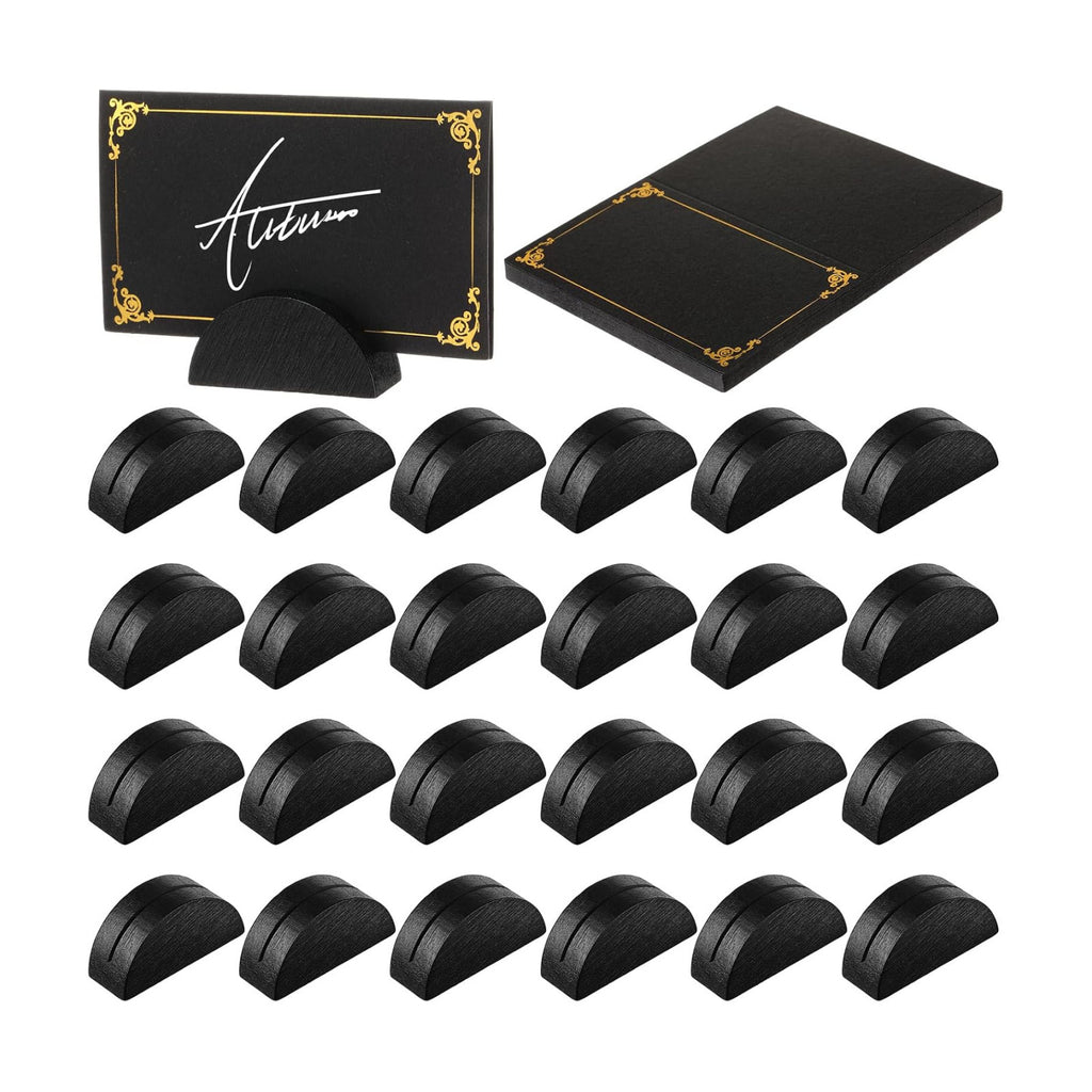 Colingmill 24 Pcs Wooden Table Number Stands with Tented Cards,Black